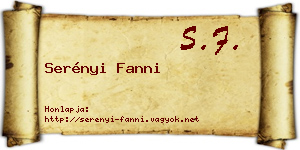 Serényi Fanni névjegykártya