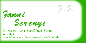 fanni serenyi business card